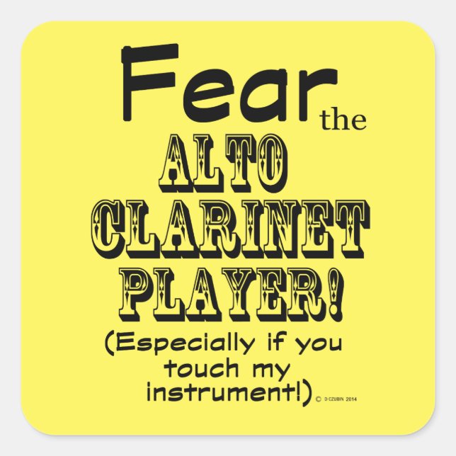 Adesivo Quadrado Medo do Alto Clarinet Player Square Sticker (Frente)