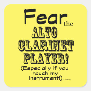 Adesivo Quadrado Medo do Alto Clarinet Player Square Sticker