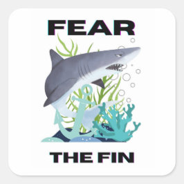 Adesivo Quadrado medo do tubarão-barbatana