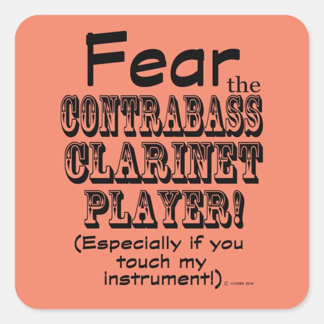 Adesivo Quadrado Medo Do Vinheta Quadrado Clarinet Player Contrabas (Frente)