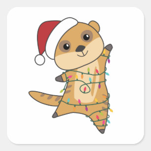 Adesivo Quadrado Meerkat Christmas Snow Winter Animais