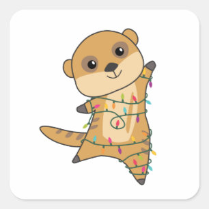 Adesivo Quadrado Meerkat Christmas Snow Winter Animais