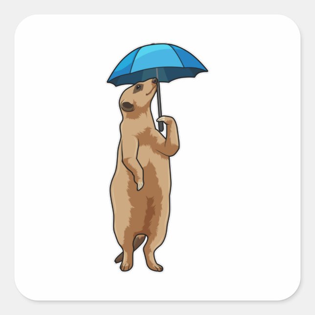 Adesivo Quadrado Meerkat com guarda-chuva (Frente)