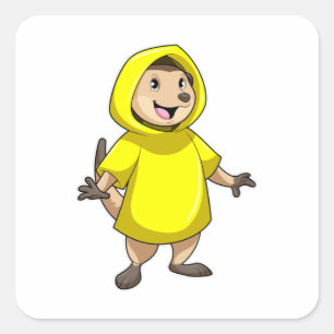 Adesivo Quadrado Meerkat com Raincoat