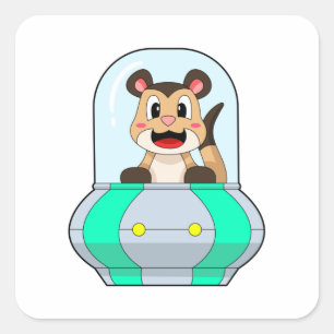 Adesivo Quadrado Meerkat com Submarino