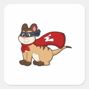 Adesivo Quadrado Meerkat como herói com máscara