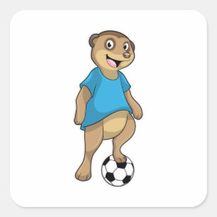 Adesivo Quadrado Meerkat como jogador de futebol com futebol