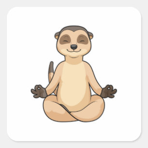 Adesivo Quadrado Meerkat na Meditação Yoga