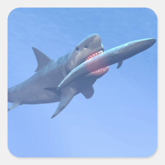 Adesivo Quadrado Megalodon comendo uma baleia