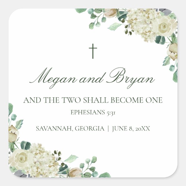 Adesivo Quadrado Megan Elegant Christian Wedding Envelope Seals