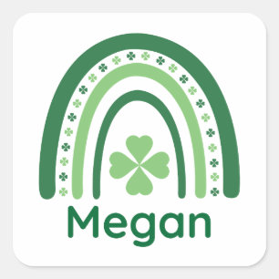 Adesivo Quadrado Megan Nome Clover Boho Arco-íris