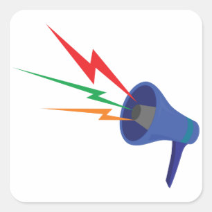 Adesivo Quadrado Megaphone Sound Waves Stickers