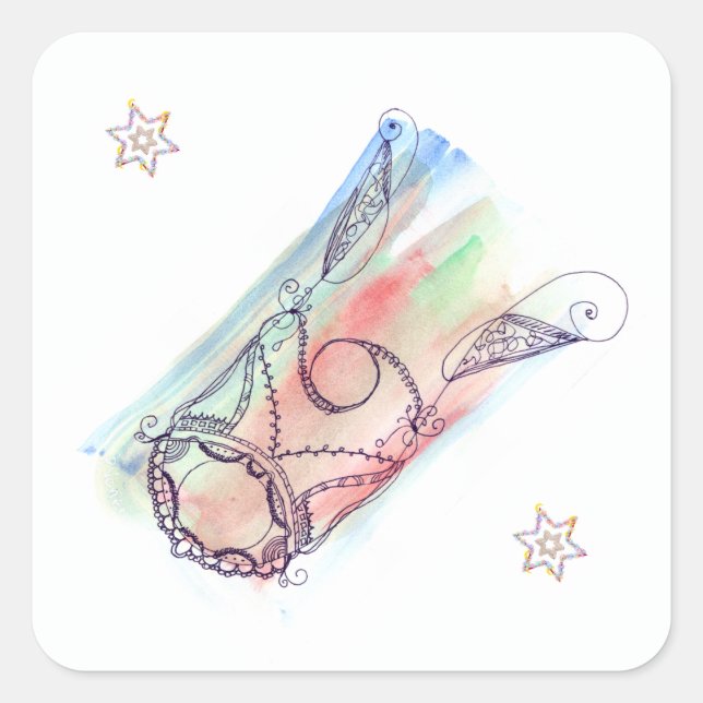 Adesivo Quadrado Megillah Scroll Case Purim (Frente)