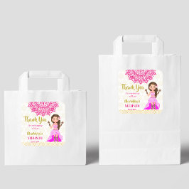 Adesivo Quadrado Mehndi cor-de-rosa mandala índia obrigado de noiva