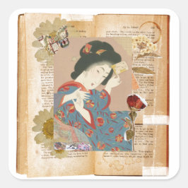 Adesivo Quadrado Meiji Era Beauty: Ukiyo-e – Traditional Japanese