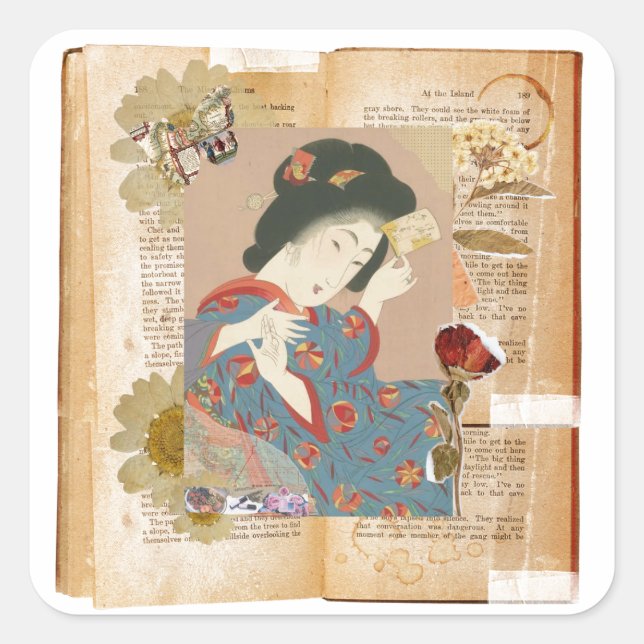 Adesivo Quadrado Meiji Era Beauty: Ukiyo-e – Traditional Japanese  (Frente)