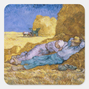 Adesivo Quadrado Meio-dia de Vincent van Gogh  , o Siesta, após o