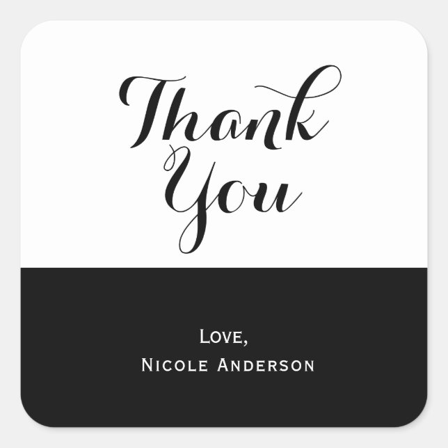 Adesivo Quadrado Meio Preto Branco e Favor Elegante Chic (Frente)