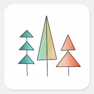 Adesivo Quadrado meio século árvores modernas do arco-íris blush si