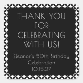 Adesivo Quadrado Meio século Branco Negro 50º Aniversário Obrigado