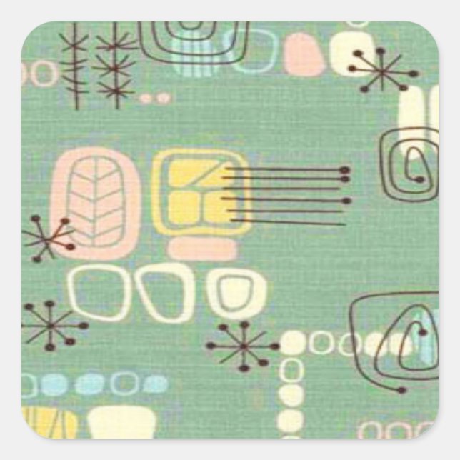 Adesivo Quadrado Meio século com Design de Gráfico Moderno (Frente)