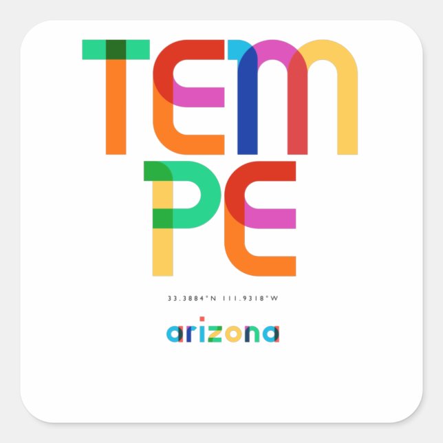 Adesivo Quadrado Meio século de Arizona Tempe, Arte Pop (Frente)