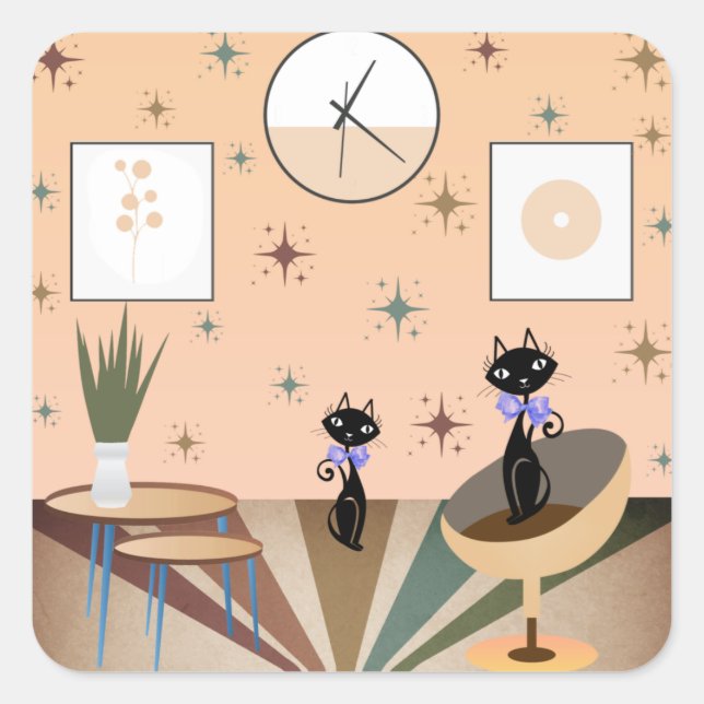 Adesivo Quadrado Meio século do Médio do século moderno (Frente)