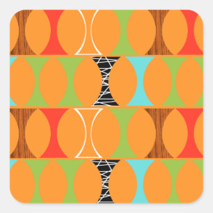 Adesivo Quadrado Meio século Modern Orange Pattern Square Stickers