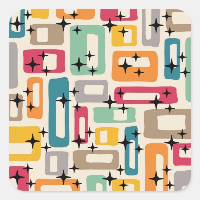 Adesivo Quadrado Meio século Retroativo Moderno (Frente)