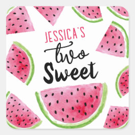 Adesivo Quadrado Melancia Duas Festas de aniversário Doce