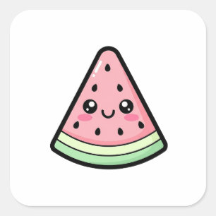 Adesivo Quadrado Melancia Feliz – Ilustração Kawaii Fofa
