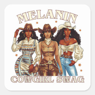 Adesivo Quadrado Melanin Cowgirl Swag
