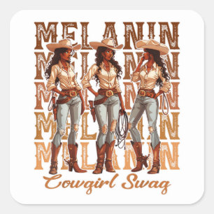 Adesivo Quadrado Melanin Cowgirl Swag