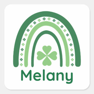 Adesivo Quadrado Melany Name Clover Boho Rainbow