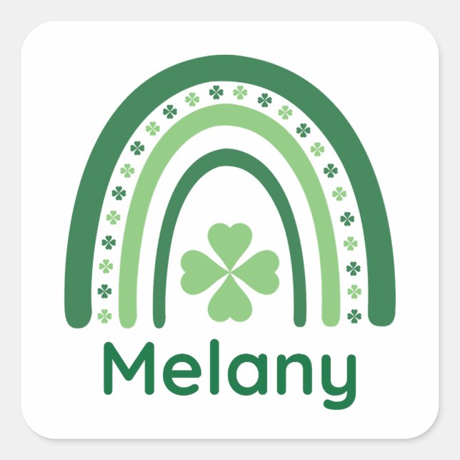 Adesivo Quadrado Melany Name Clover Boho Rainbow (Frente)