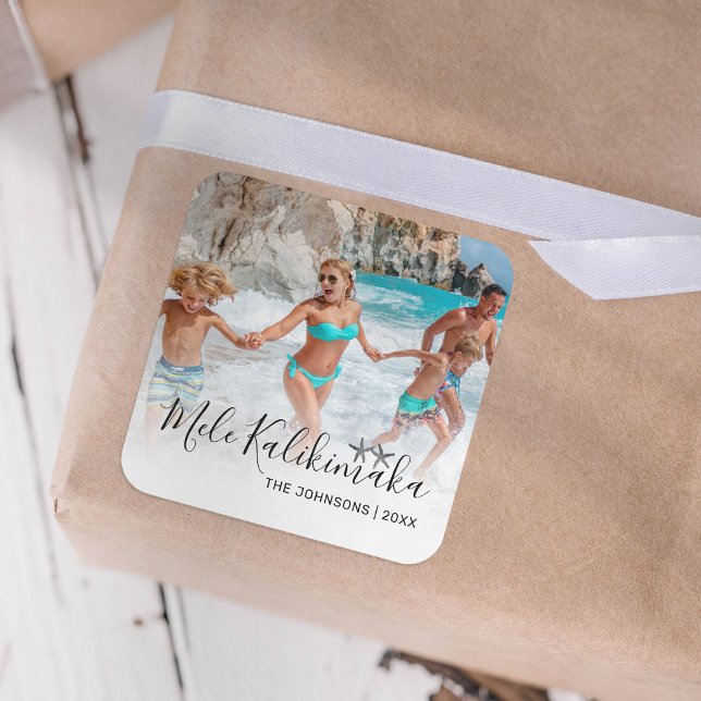 Adesivo Quadrado Mele Kalikimaka Foto Natal (Criador carregado)