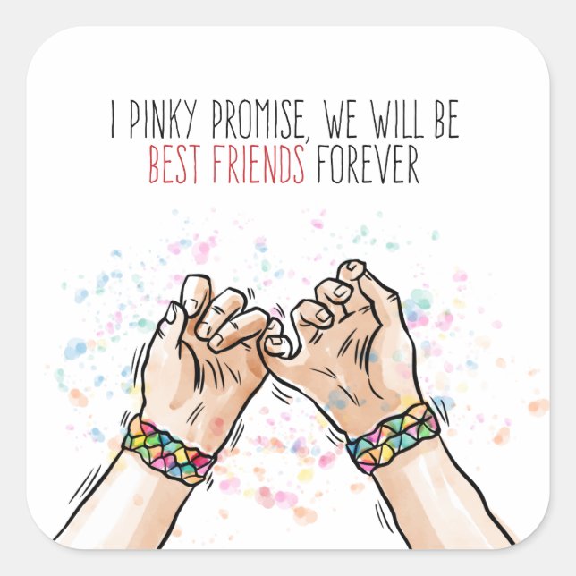 Adesivo Quadrado Melhor amigo Pinky Promise Sticker Seal (Frente)