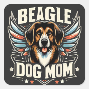 Adesivo Quadrado Melhor Cachorro de Beagle Mãe De Todos Os tempos -