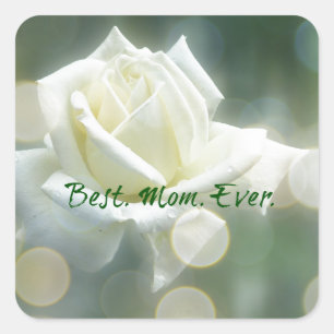 Adesivo Quadrado Melhor Citação da Mãe com Rosa