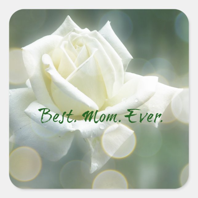 Adesivo Quadrado Melhor Citação da Mãe com Rosa (Frente)