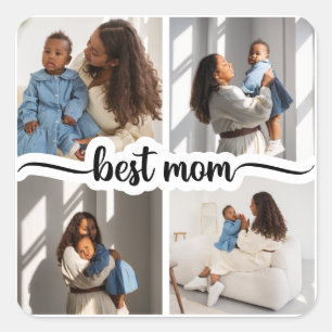 Adesivo Quadrado Melhor Colagem de Fotos Personalizada da Mãe 4