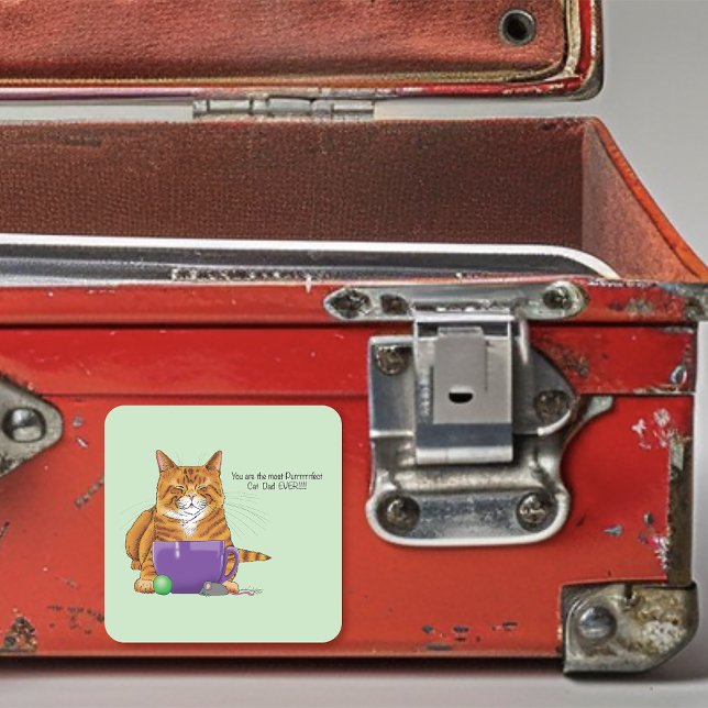 Adesivo Quadrado Melhor Dia de os pais de Pai para Cat (Criador carregado)