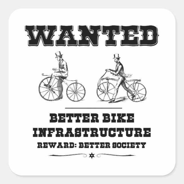 Adesivo Quadrado Melhor infraestrutura de bicicleta (Frente)