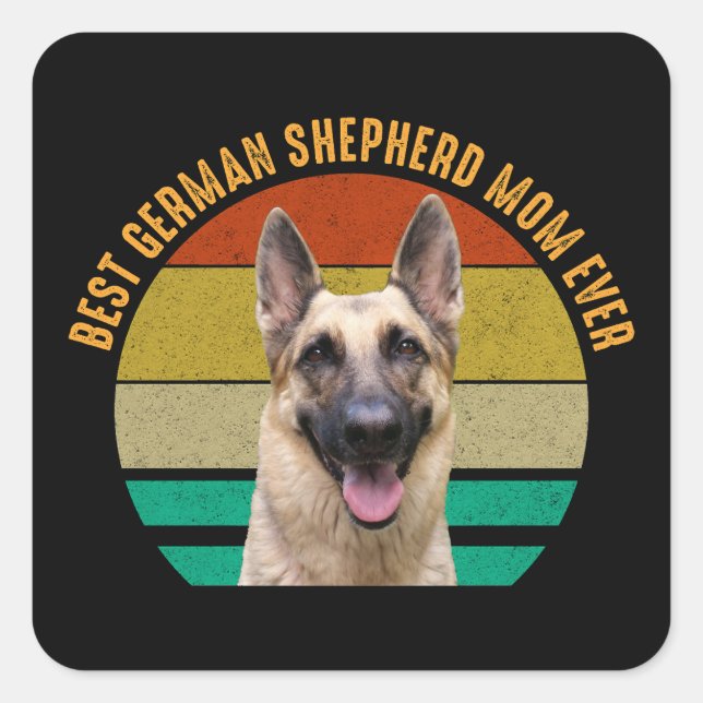 Adesivo Quadrado Melhor Mãe De German shepherd (Frente)