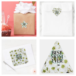 Adesivo Quadrado Melhor Mãe de Todos os Tempos Floral Branco Modern