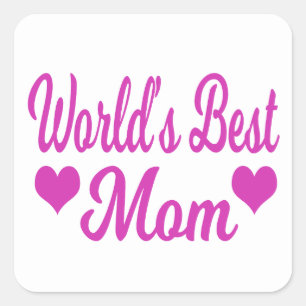 Adesivo Quadrado Melhor Mãe do Mundo Rosa