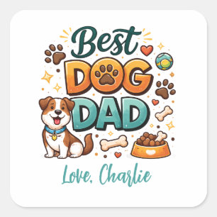 Adesivo Quadrado Melhor Pai de Cachorro do Mundo Dia dos Pais Per