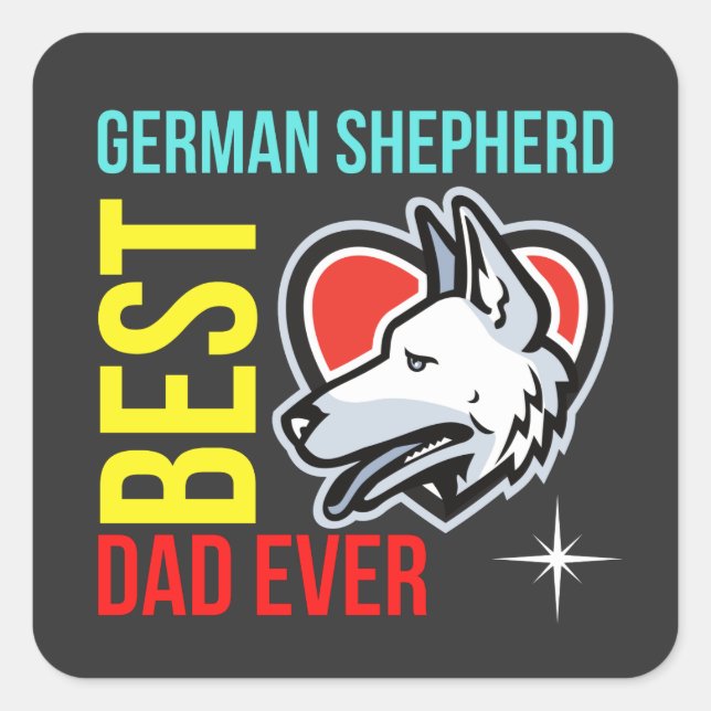 Adesivo Quadrado Melhor Pai de German shepherd (Frente)