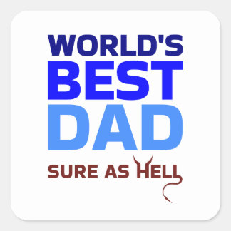 Adesivo Quadrado Melhor Pai do Mundo Cores Personalizadas Divertida