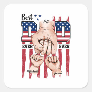 Adesivo Quadrado Melhor Pai do mundo - Fist Bump USA Flag - 2 Kids